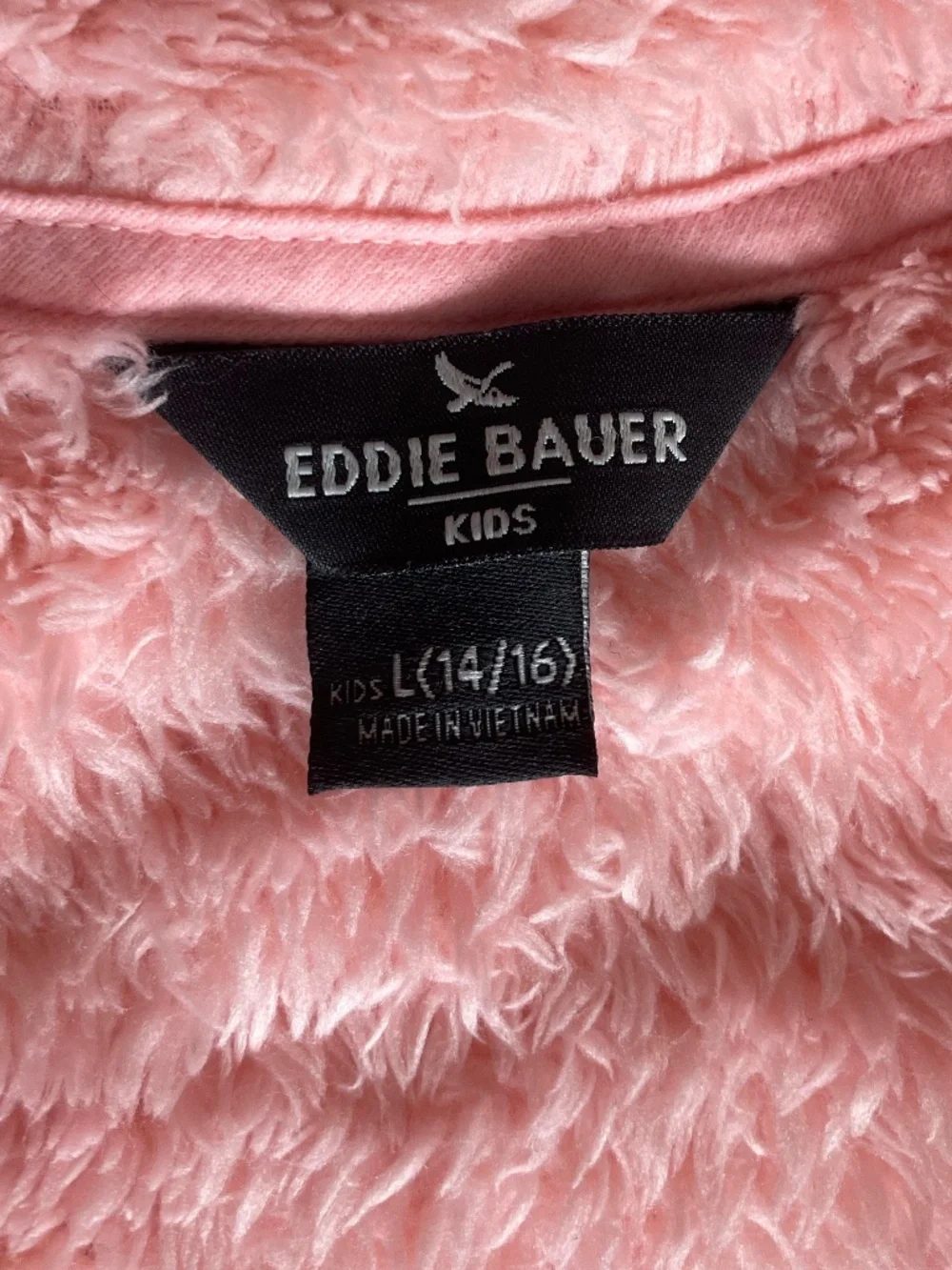 Eddie Bauer Kids High Pile Pink Sherpa Fleece Hooded Jacket - Size 14/16